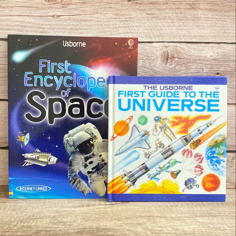 Astronomy 2 Book Bundle for kids: The Usborne Firat Guide to the Universe + Usborne First Encyclopedia of Space