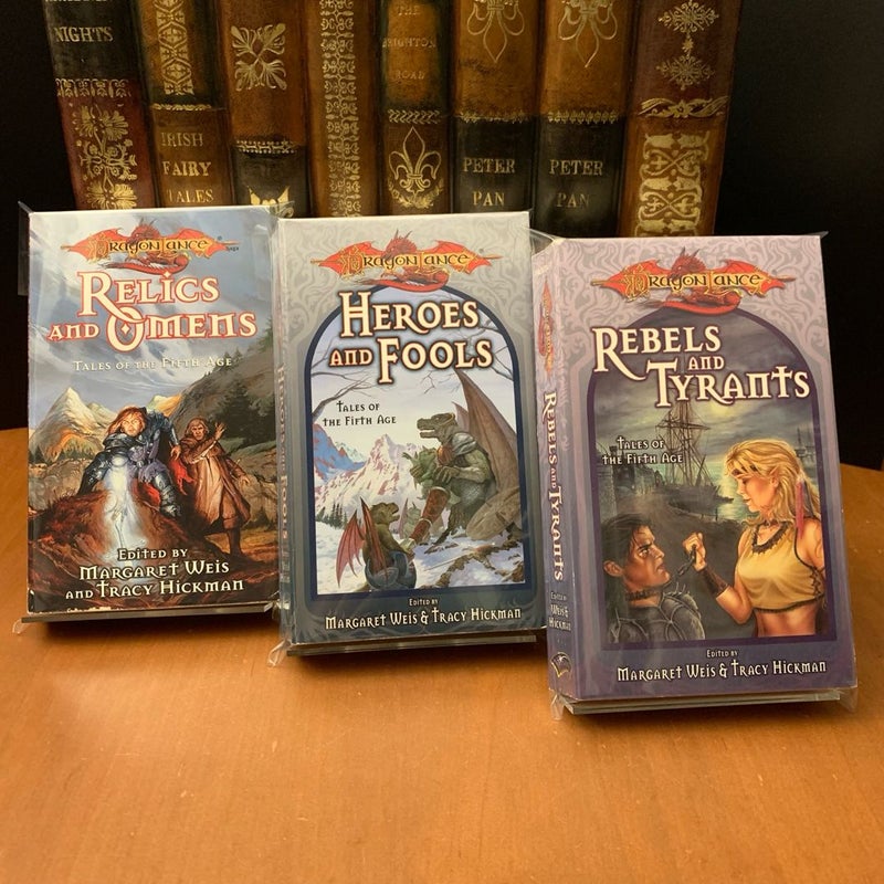DragonLance: Complete Tales of the Fifth Age Trilogy: Relics and Omens, Heroes and Fools, Rebels and Tyrants, All First Edition First Printing