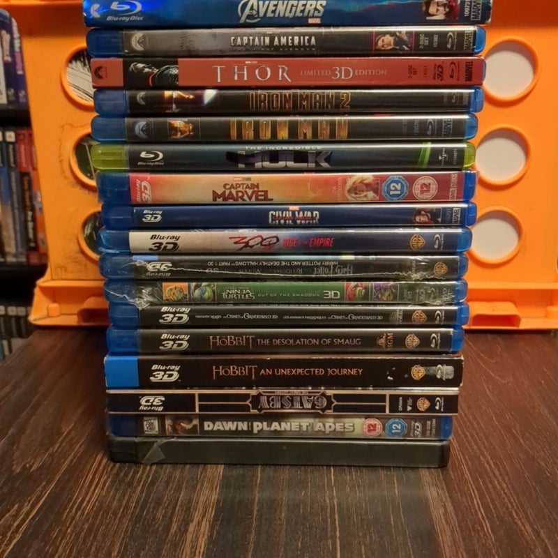 Marvel Cinematic Universe MCU Blu-Ray Lot 3D Bluray Hobbit Harry Potter TMNT Batman V Superman 