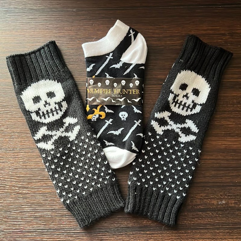Fairyloot Socks and Owlcrate Fingerless Gloves