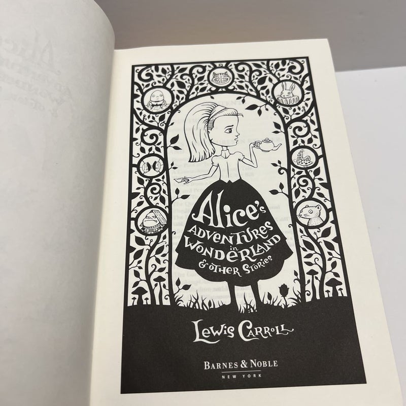 B&N Alice Adventures Wonderland Leather Gold Sprayed Edge