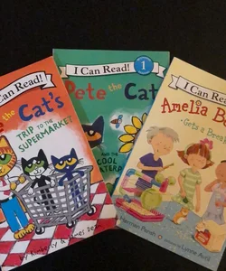 3 Books including Pete the Cat's Trip to the Supermarket 