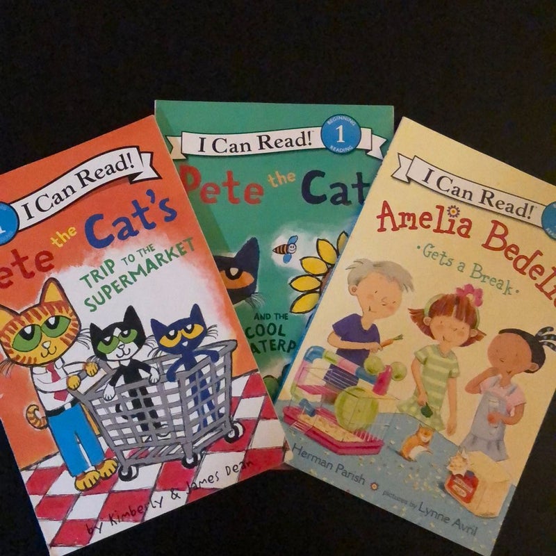 3 Books including Pete the Cat's Trip to the Supermarket 