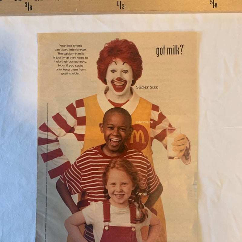 Ronald MacDonald Got Milk 2001 Magazine Ad 