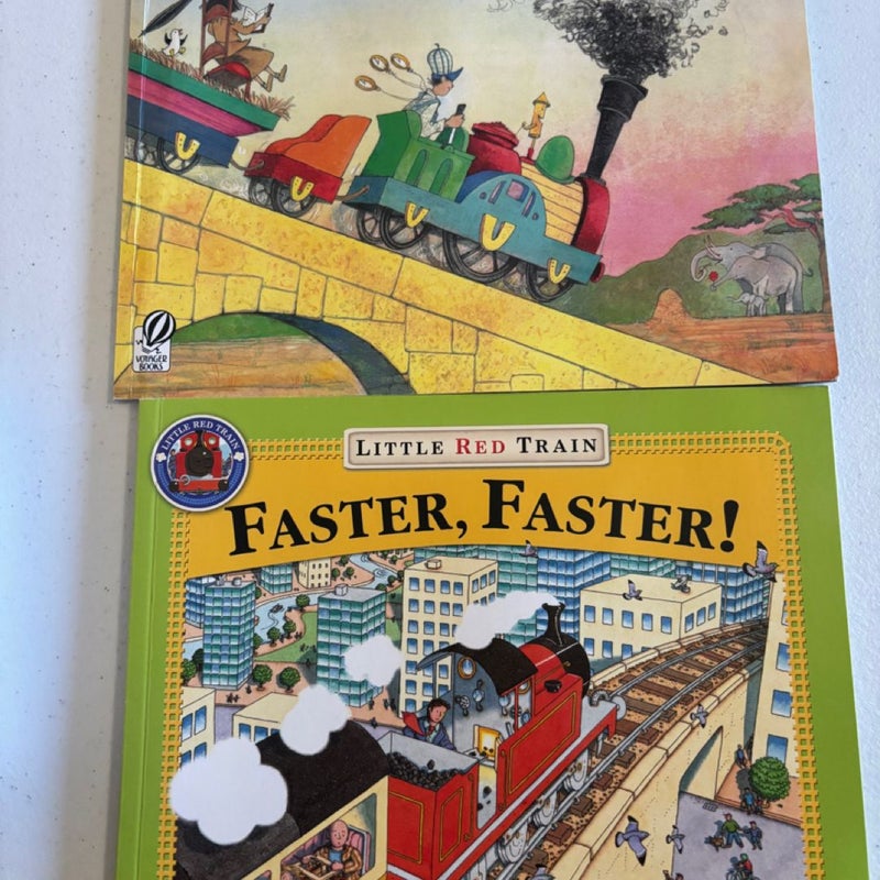 2 Train book bundle Faster, Faster, Little Red Train and Down by the Station 