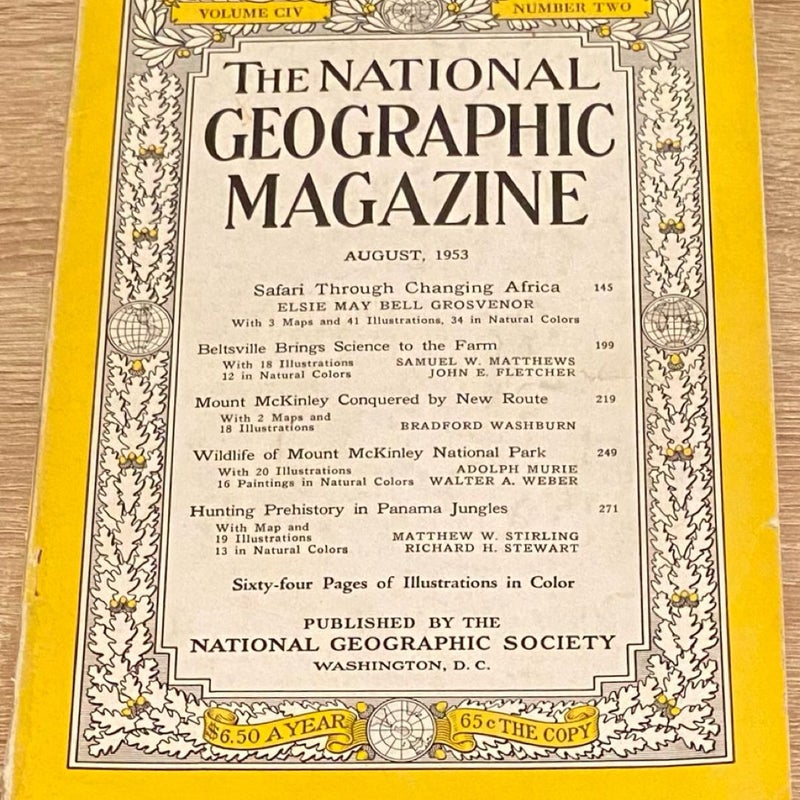 Vintage National Geographic Magazine August 1953 Volume CIV Number Two - 1950s