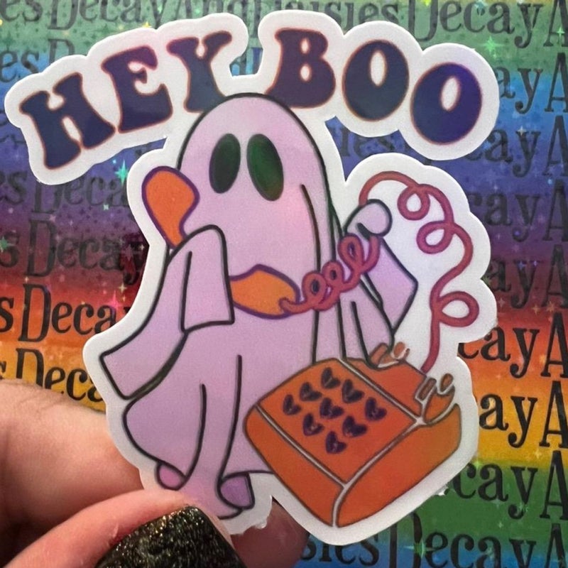 Hey Boo Pastel Ghost Iridescent Sticker
