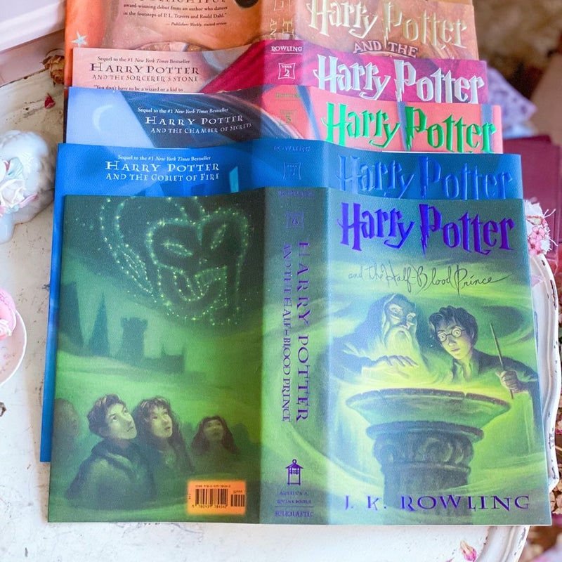 RARE Harry Potter set of 7 Dust Jackets + Bonus Cursed Child Jacket