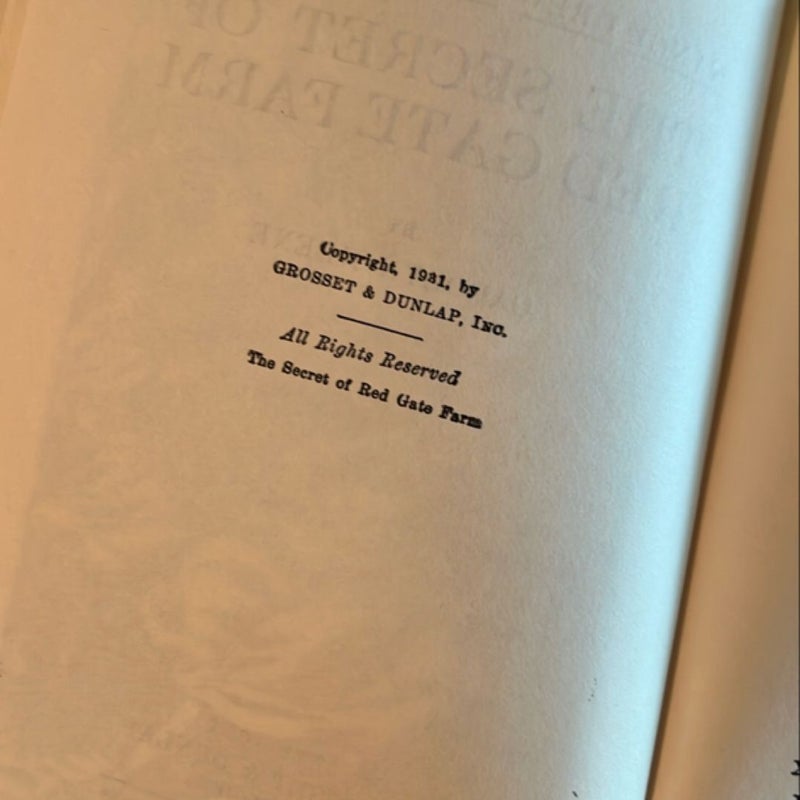Vintage The Secret of the Red Gate Farm NANCY DREW CAROLYN KEENE 1931 HC