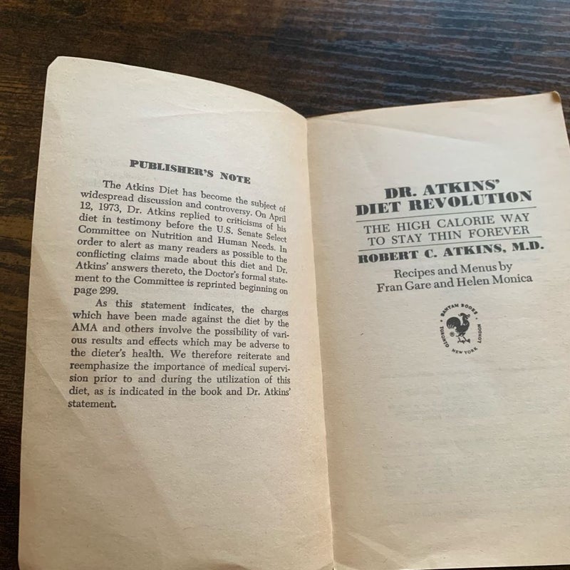 Dr. Atkins' Diet Revolution - Mass Market Paperwork 