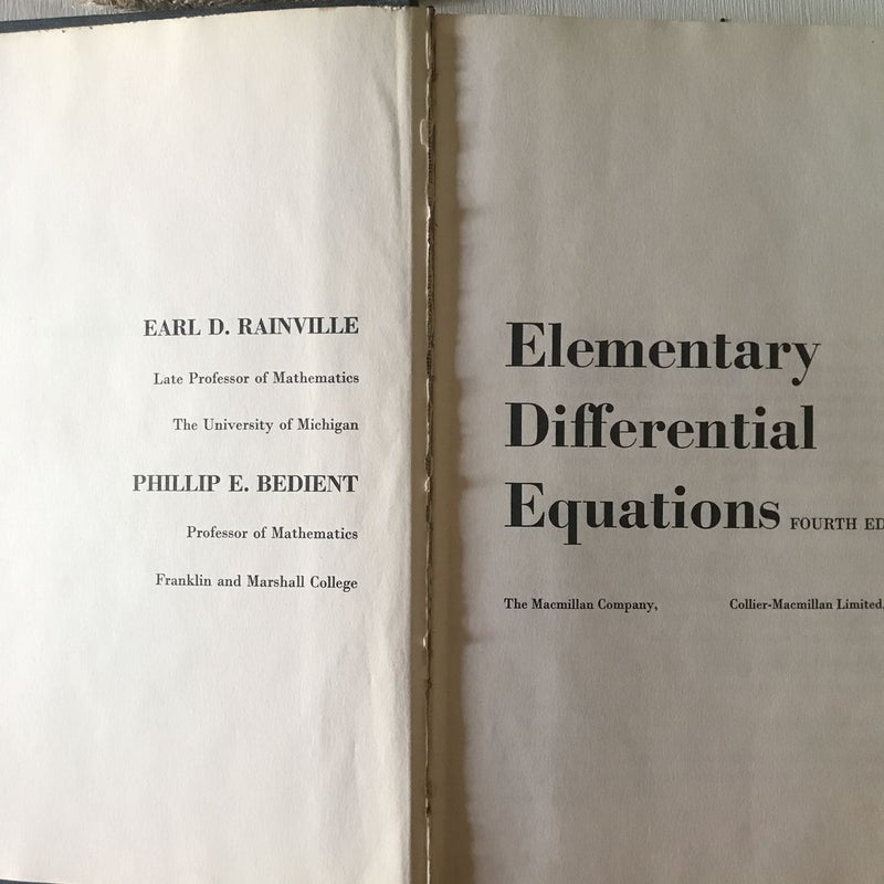 Elementary Differential Equations 4th Edition