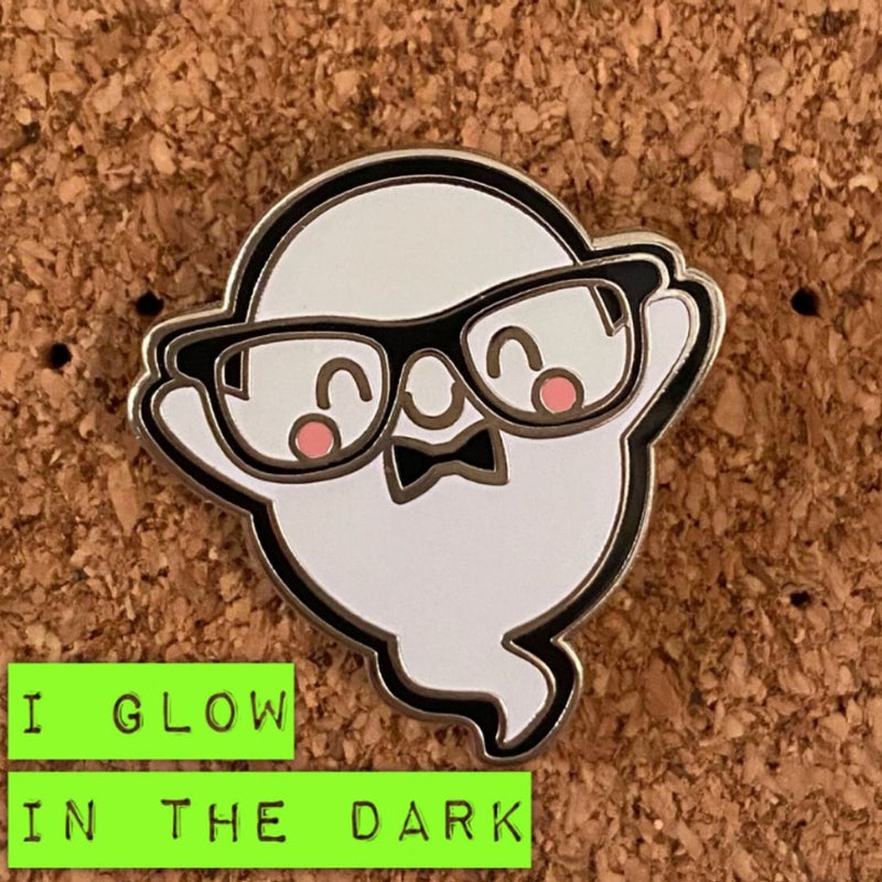 Nerdy Ghost Glow in the Dark Enamel Pin