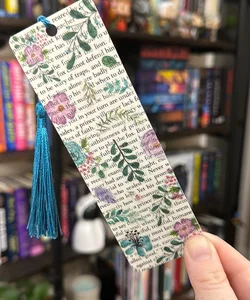 Bookish Floral Bookmark - Blue