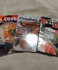 Three Great Simple Cookbooks Quick and Easy Bite, Comfort Foods and Slow Cooker 