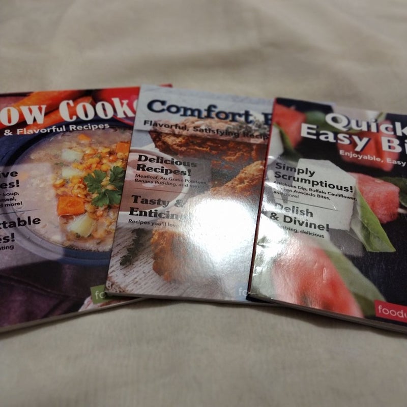 Three Great Simple Cookbooks Quick and Easy Bite, Comfort Foods and Slow Cooker 
