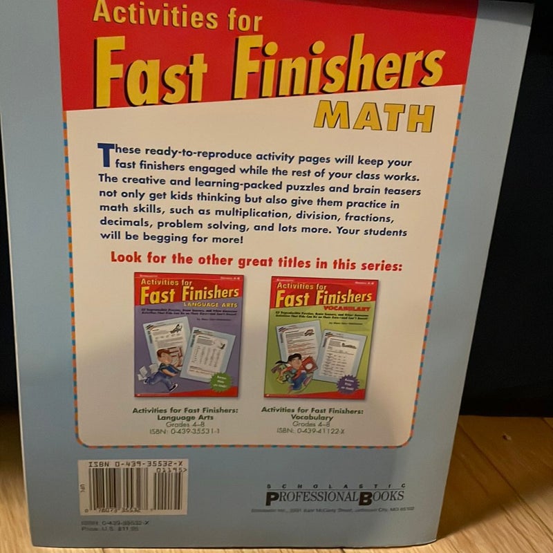 Scholastic Activities for Fast Finishers Math