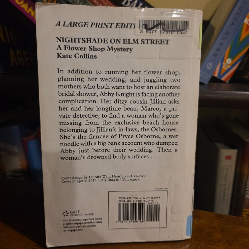 LARGE PRINT Nightshade on Elm Street, Flower Shop Mysteries 13 of 19 (ex-library)