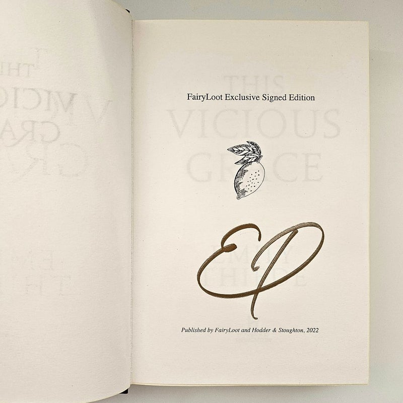 This Vicious Grace SIGNED by Emily Thiede Fairyloot Edition Endpaper Artwork