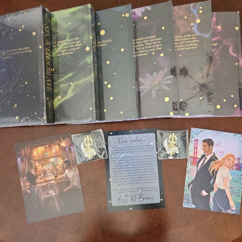 Sin & Chocolate BOOKS 1 - 6 *SIGNED ARCANE SOCIETY SPECIAL EDITIONS PLUS ART & 2 PINS*