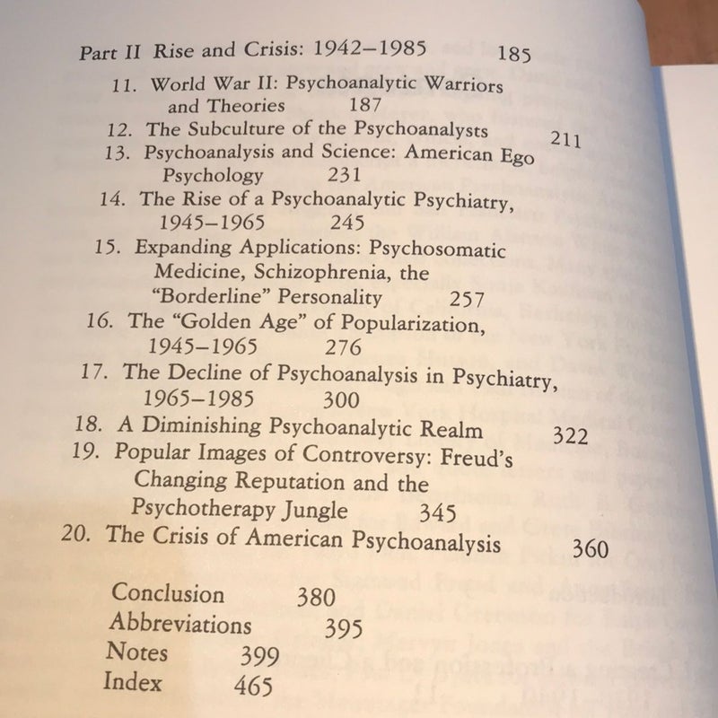 The Rise and Crisis of Psychoanalysis in America