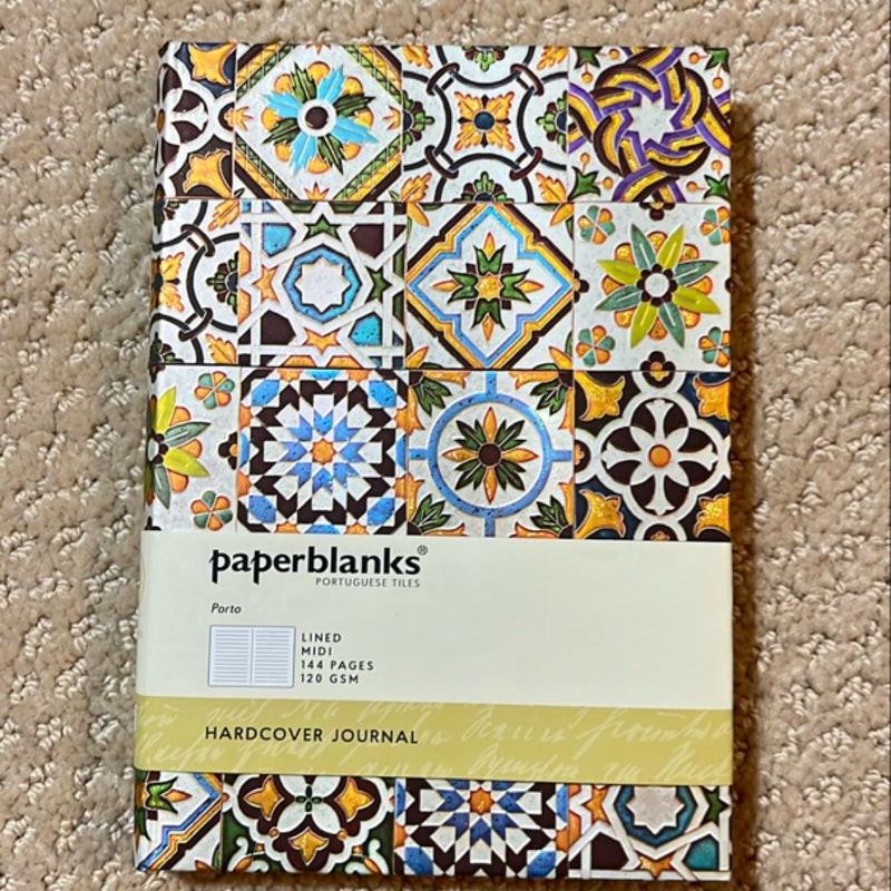 Paperblanks Porto Portuguese Tiles Hardcover Journal Midi Lined Elastic Band Closure 144 Pg 120 GSM