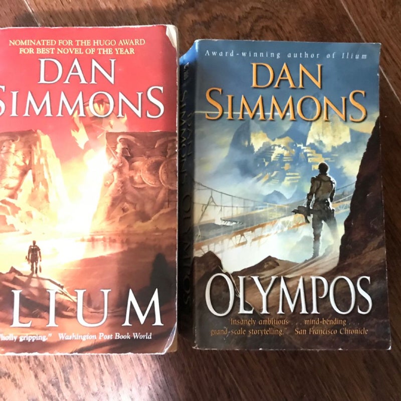 Lot Of (2) Dan Simmons ILIUM & OLYMPOS Duology, Vintage Science Fiction Epic Fantasy 