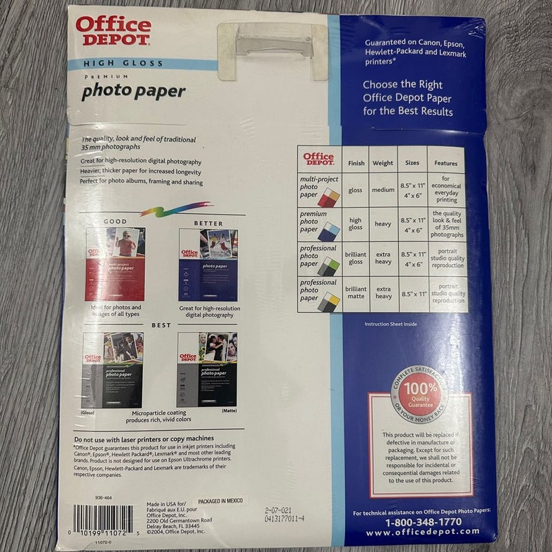 NEW/Sealed Office Depot Premium Photo Paper