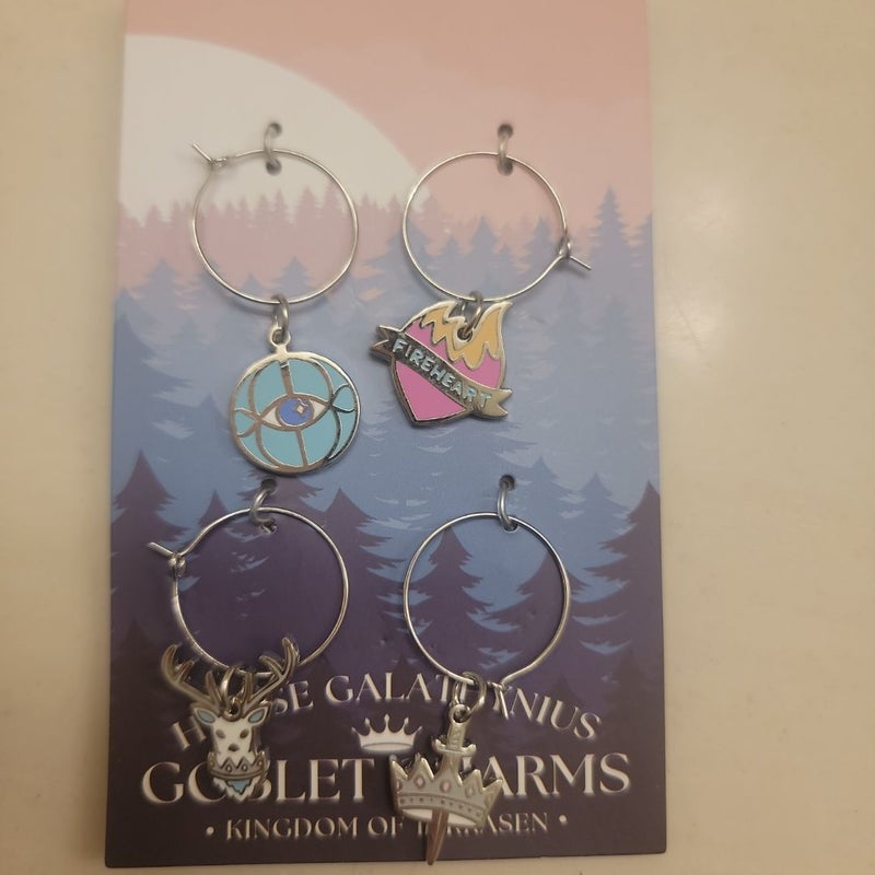 Goblet charms inspired by the throne of glass series