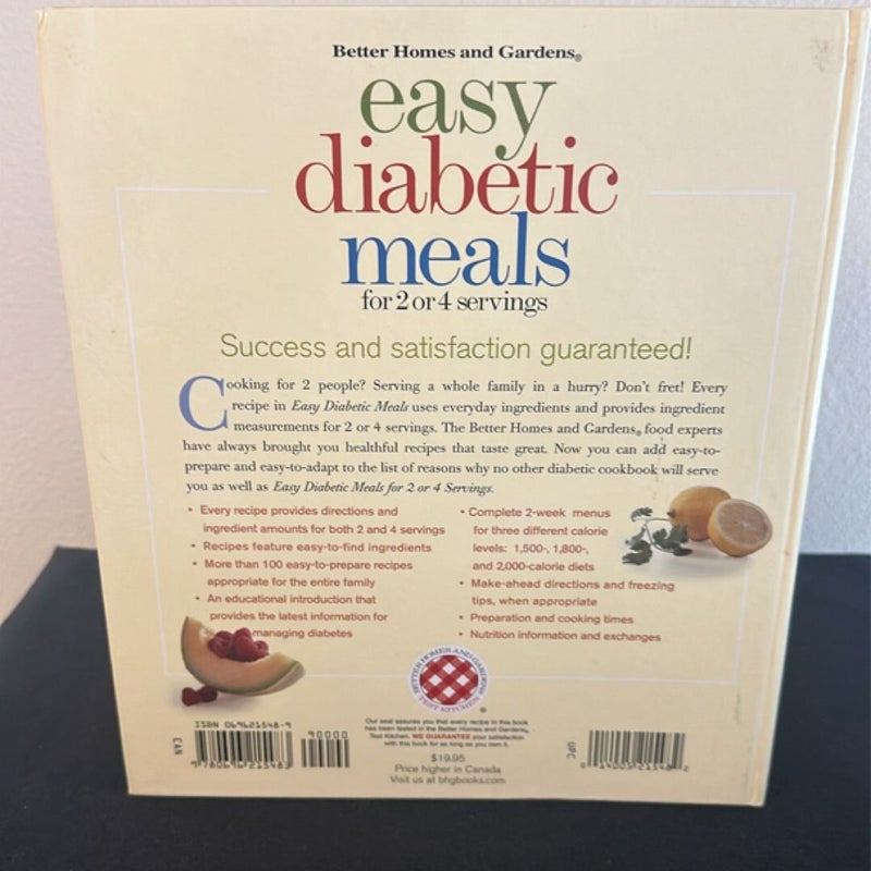 Easy Diabetic Meals: For 2 or 4 Servings (Better Homes & Gardens) Hardcover