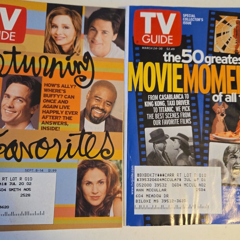 TV Guide 2001 magazines vintage television history fun