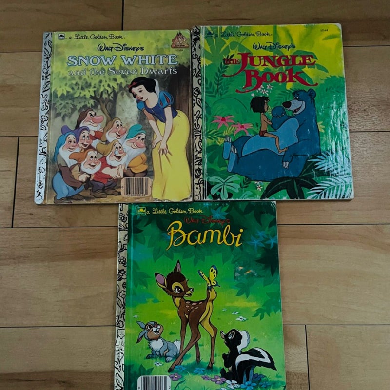 Disney Little Golden Book Bundle-Lot of 7; Bambi, Snow White, Dumbo, Three Little Pigs, Pooh’s Grand Adventure, Peter Pan, Jungle Book