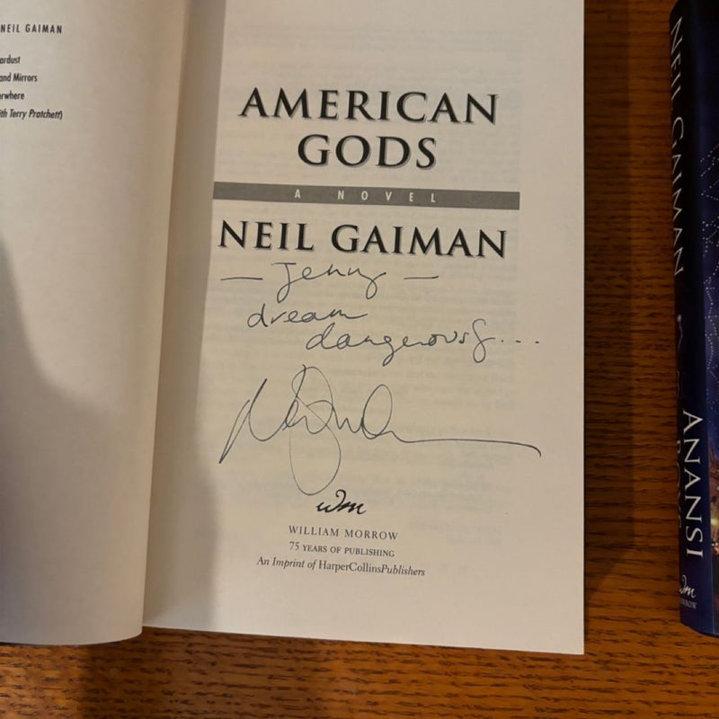 Neil Gaiman bundle signed. American Gods/Anansi Boys 1st editions 