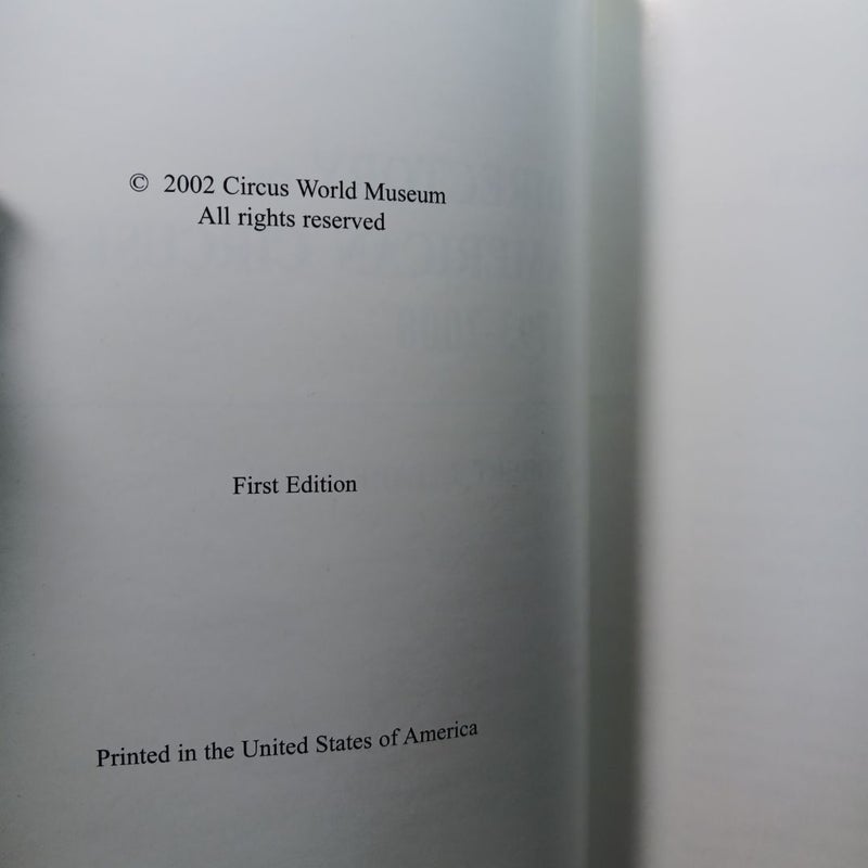 (First Edition) Directory of American Circuses 1793-2000