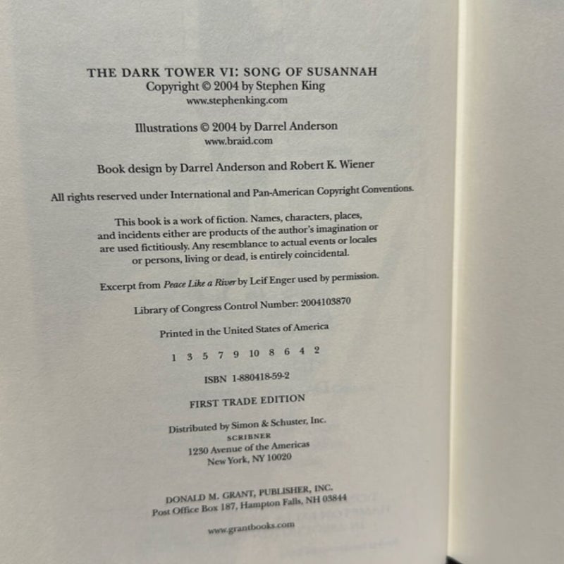 Song of Susannah - 1st trade Edition