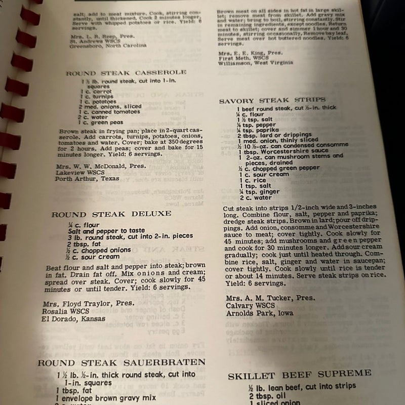 Favorite Recipes of Methodist Women MEATS Cookbook Spiral Bound 1960’s