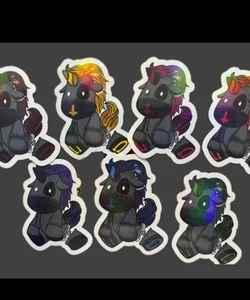 Rainbow Goth Punk Unicorns Iridescent Sticker Set 