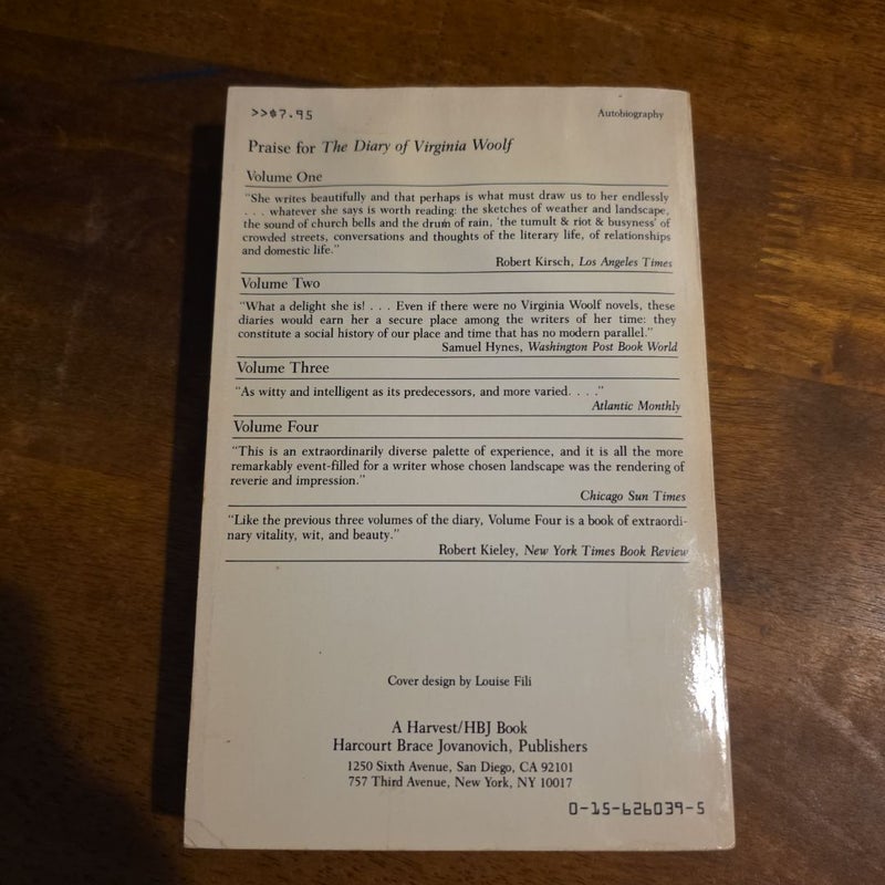 VINTAGE 1983 The Diary of Virginia Woolf, Volume Four (1931-1935) [Edited by Anne Olivier Bell Assisted by Andrew McNeillie]