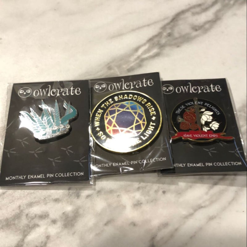 Owlcrate 3 piece pin set