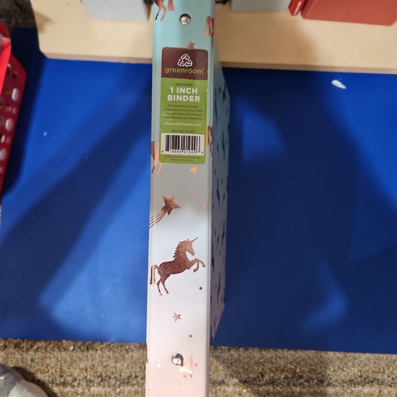 greenroom 100% Recycled Golden Unicorn 1" Student Binder