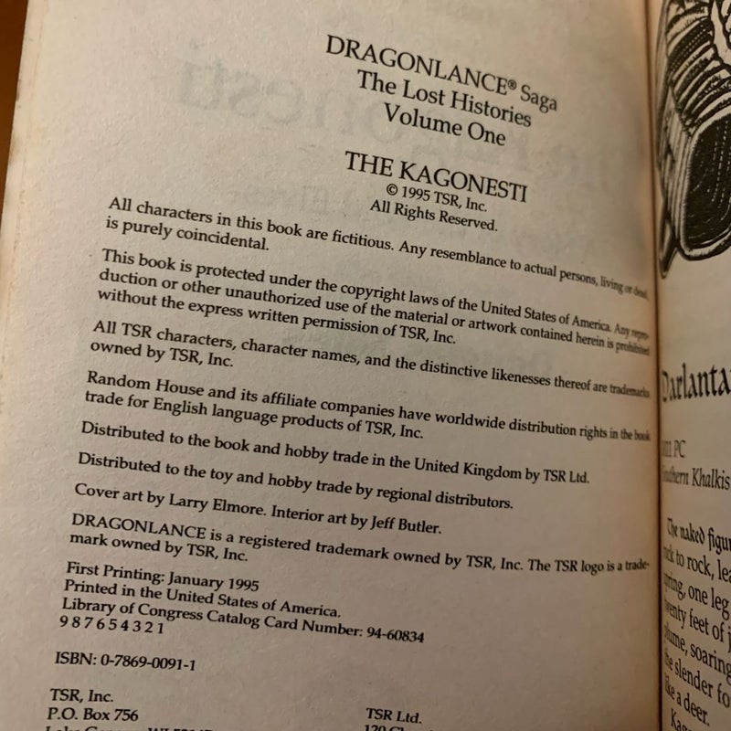 Vintage 1995 First Edition DragonLance: Complete Lost Histories Series 1-6 Set: The Kagonesti, The Irda, The Dargonesti, Land of the Minotaurs, The Gully Dwarves, The Dragons
