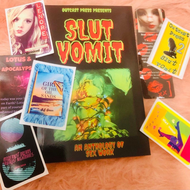 Slut Vomit: An Anthology of Sex Work - Signed by Paige Johnson, stickers, bookmarks merch