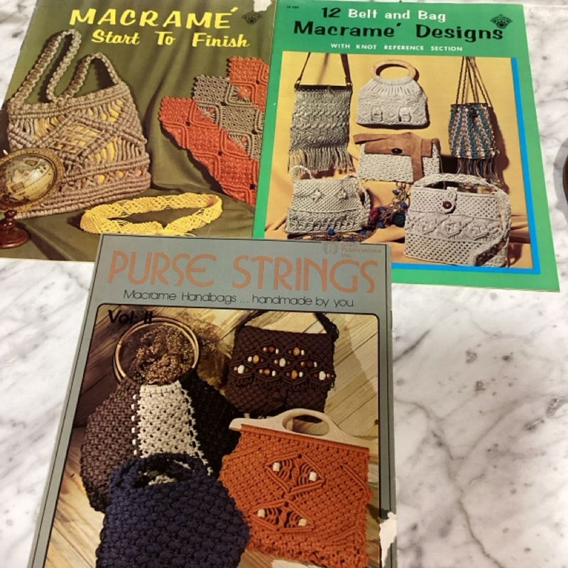 Macrame purses belts handbags books