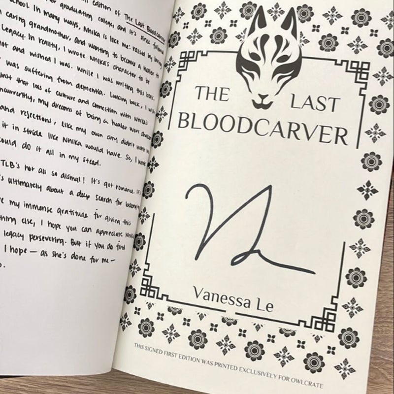 The Last Bloodcarver - Signed (Owlcrate Exclusive Edition)