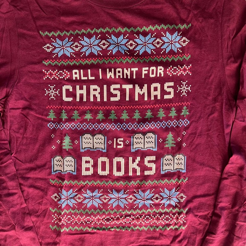 Inkwell Threads All I Want for Christmas is Books Longsleeve Tee