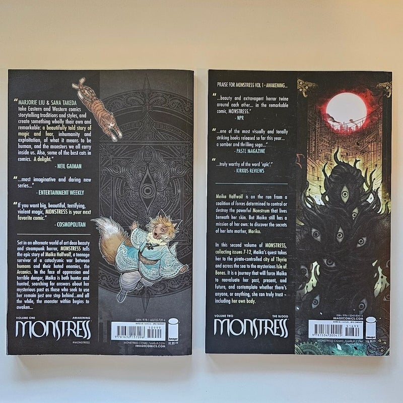 Monstress Volume 1 Double Signed and Monstress Volume 2 graphic novels