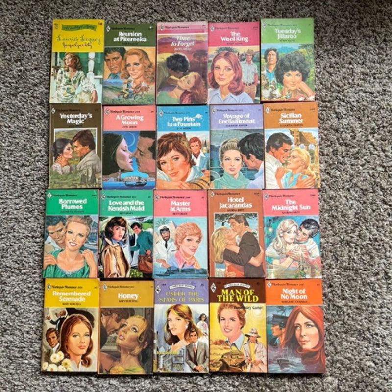 20 vintage harlequin books from the 1950’s - 1980’s