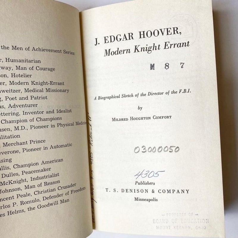 J. Edgar Hoover, Modern Knight Errant