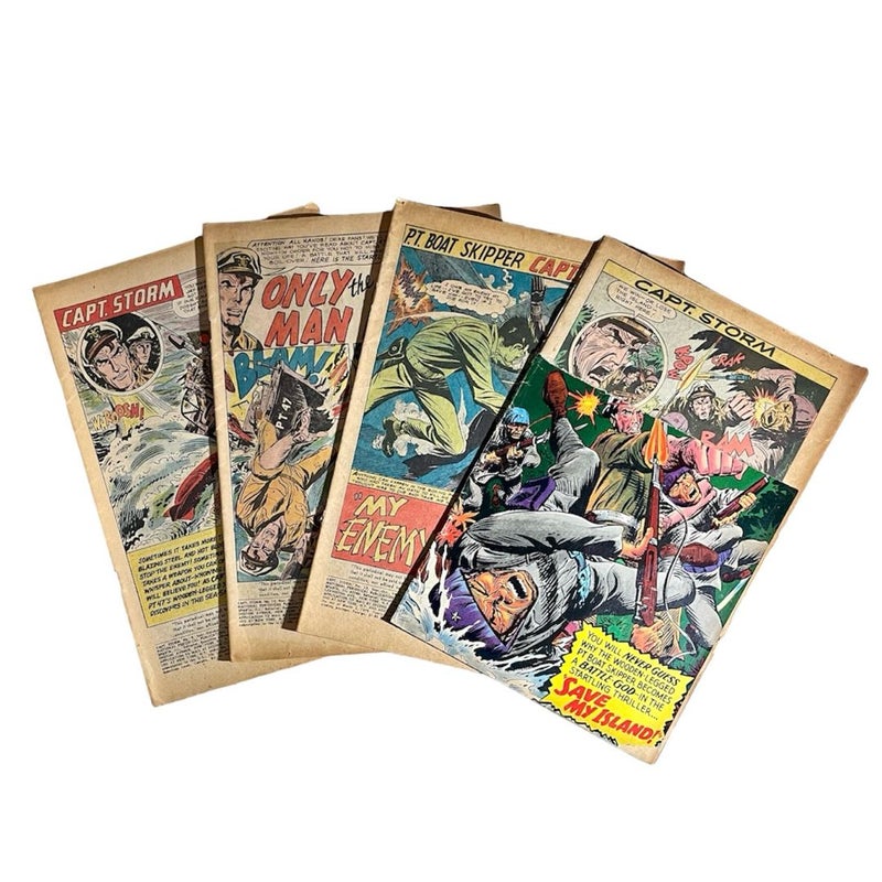 Vintage CAPT. STORM 1960s Issues 9, 10, 15, 18 Lot of 4 Remaindered/Coverless