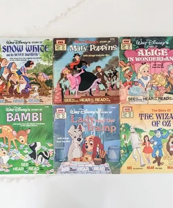 Vintage Walt Disney See Hear Read Bundle of 6 books (No tapes included)