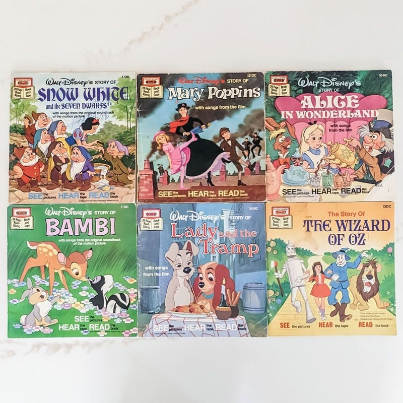 Vintage Walt Disney See Hear Read Bundle of 6 books (No tapes included)